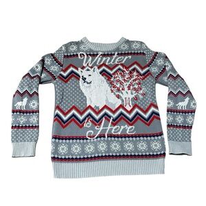 Game of Thrones Winter Is Here Direwolf Winter Knit Sweater Men’s Large HBO